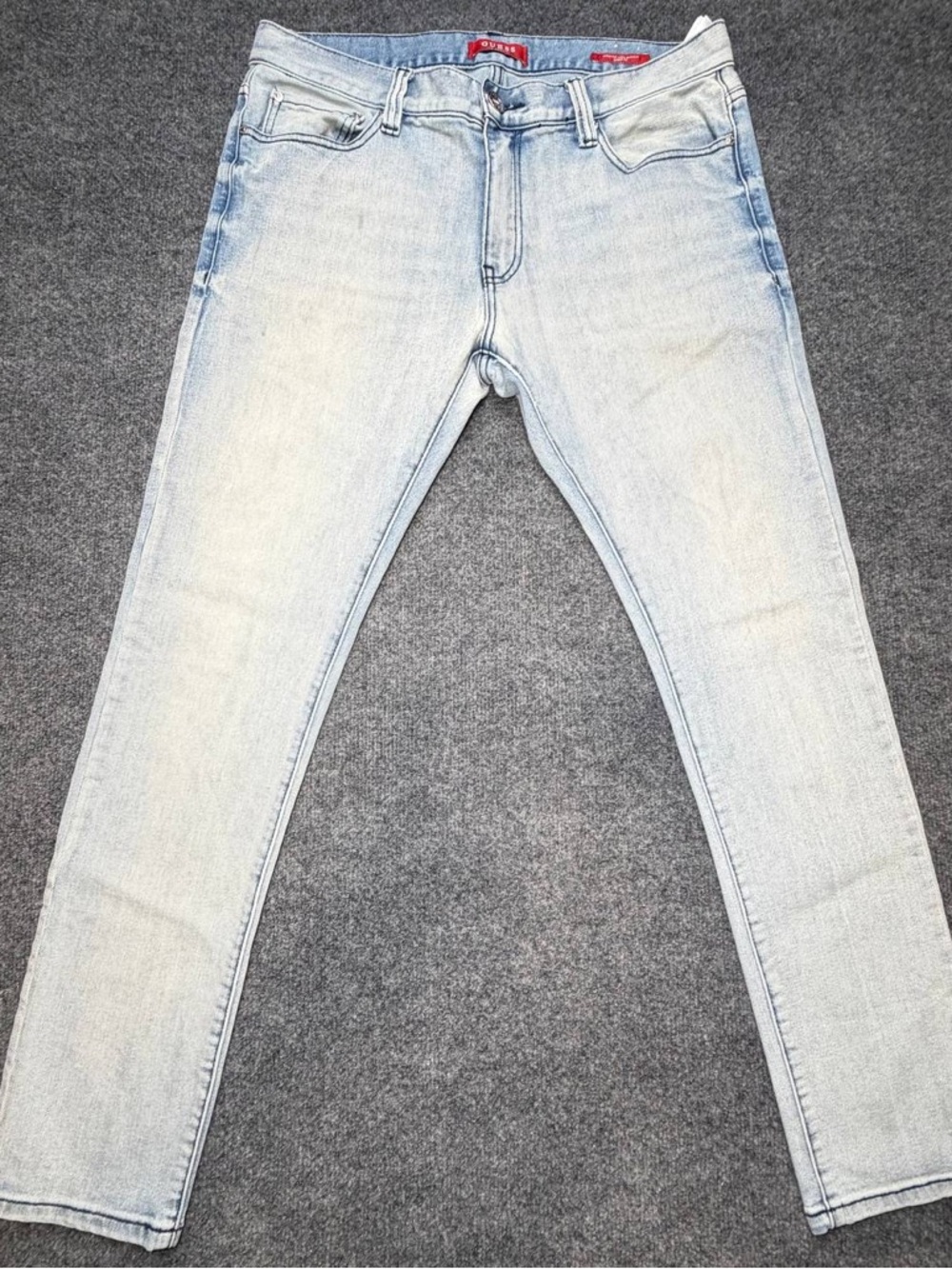 Guess Scotch Fit Skinny Jeans Mens 36x31 Light Wash Distressed Med Rise Denim